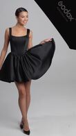 Casia Mini Black Satin Dress with Bubble Skirt preview video # 2