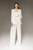 Andrea 3-Piece Satin Bridal Suit with Palazzo Pants preview photo # 1