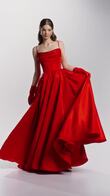 Rihanna Red Satin Corset A-Line Gown preview video # 4