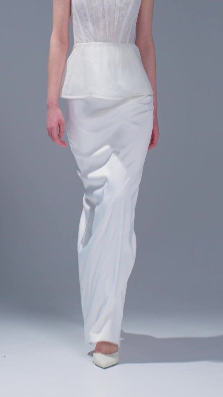 Alicia preview video # 2 Alicia Strapless Lace & Satin Peplum Wedding Dress