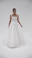 Ruta Square Neck Floral Lace A-Line Wedding Dress preview video # 2