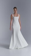 Bethany Minimalist Square Neck Crepe Wedding Dress preview video # 2