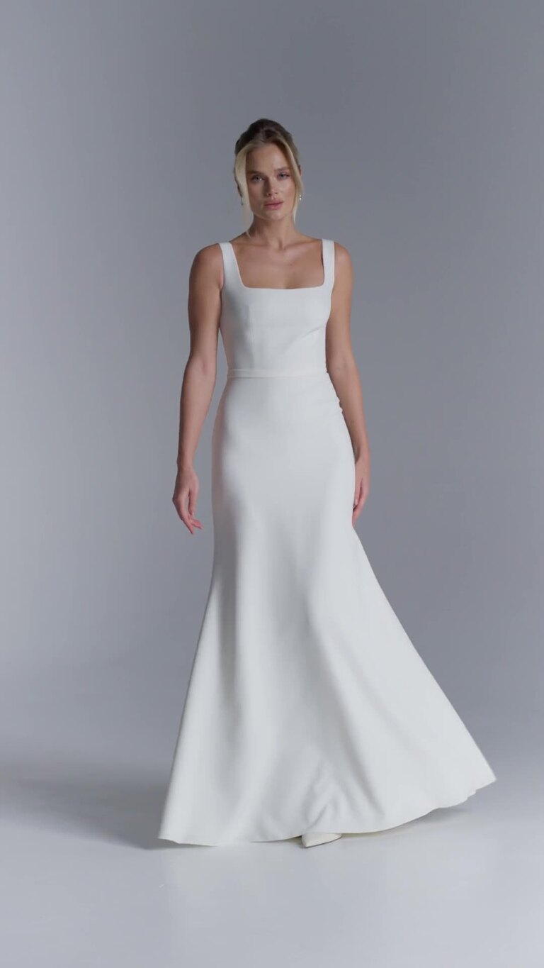 Bethany Minimalist Square Neck Crepe Wedding Dress