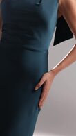 Julia Emerald Satin One-Shoulder Column Midi Dress preview video # 2