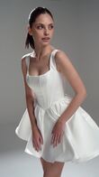 Casia Mini Ivory Satin Dress with Bubble Skirt preview video # 2