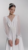 Rita Long Sleeve Crepe and Chiffon Wedding Dress preview video # 2