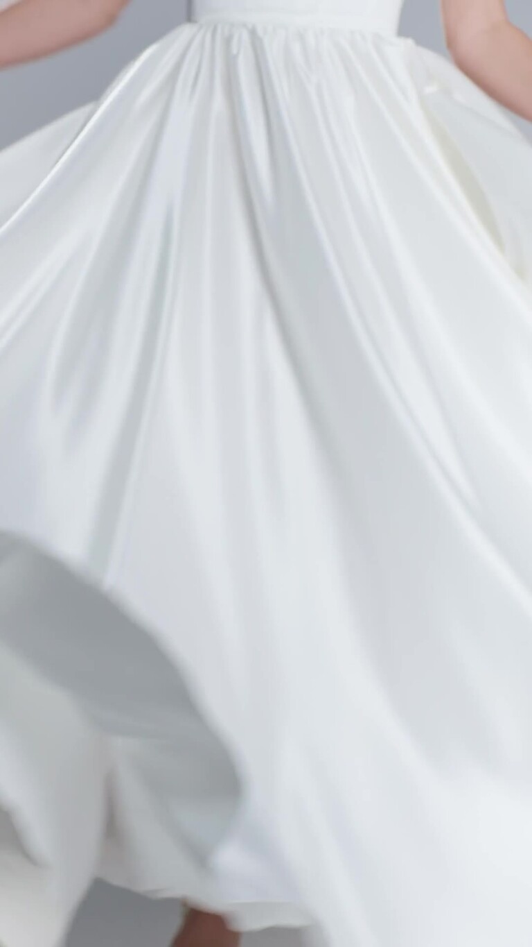 Barbara Minimalist Satin A-Line Wedding Dress with Pockets