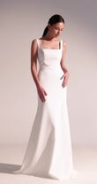 Bethany Minimalist Square Neck Crepe Wedding Dress preview video # 8