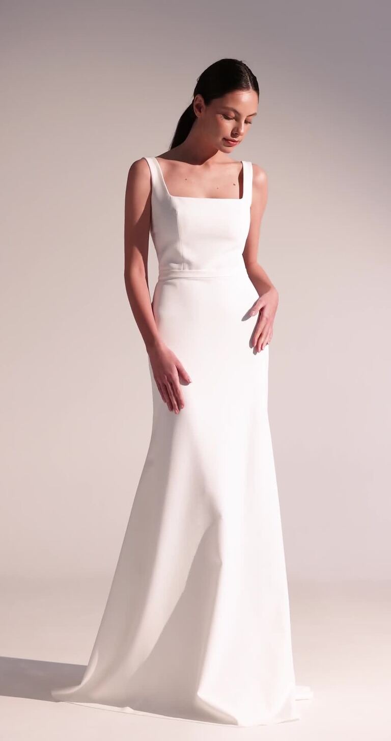 Bethany Minimalist Square Neck Crepe Wedding Dress
