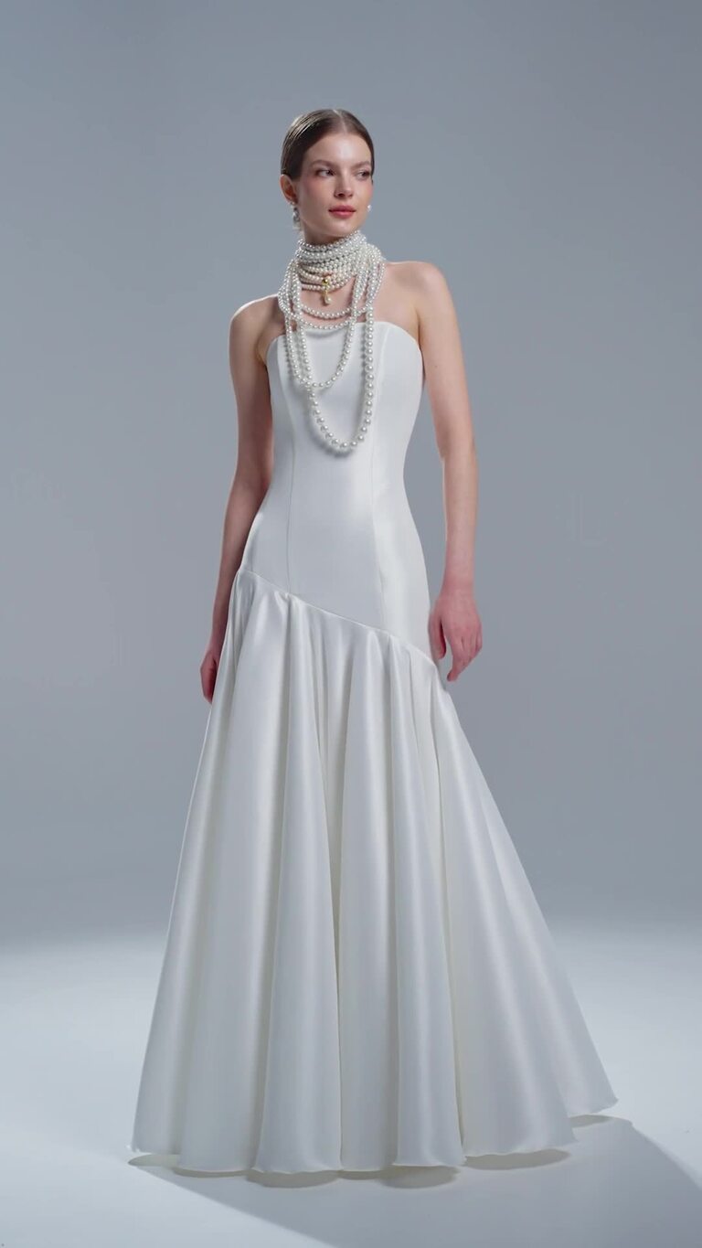 Holly Strapless Mikado Drop Waist Ball Gown