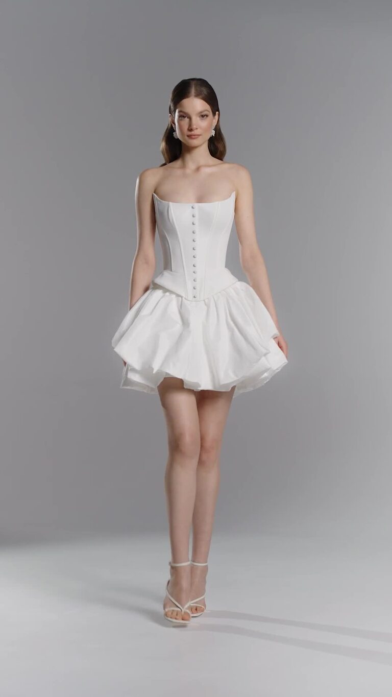 Amira Mini Ivory Taffeta Corset Dress