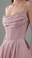 Rihanna Powder Pink Satin A-Line Corset Dress preview video # 2