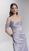 Riley Lavender Satin Gown with Lace-Up Back preview video # 2