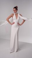Athena Silk Satin Slip Wedding Dress with Shawl preview video # 14