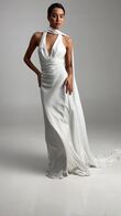 Athena Silk Satin Slip Wedding Dress with Shawl preview video # 7