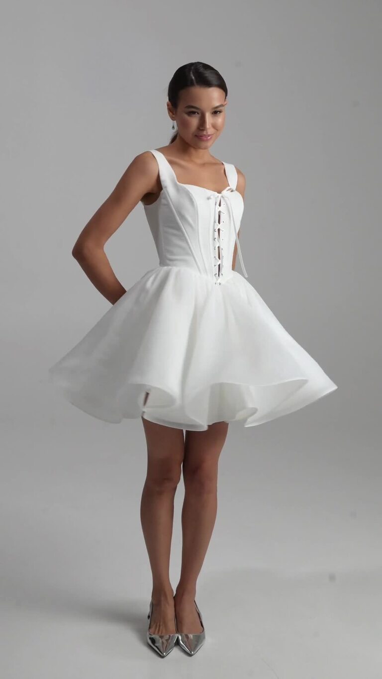 Rose Ivory Mini Satin & Organza Corset Dress