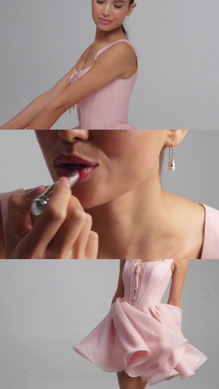Rose mini preview video # 2 Rose Powder Mini Satin & Organza Corset Dress