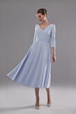 Lera Light Blue V-Neck Midi Dress preview photo # 3