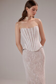 Prima Sleeveless Beige Lace Gown preview photo # 3