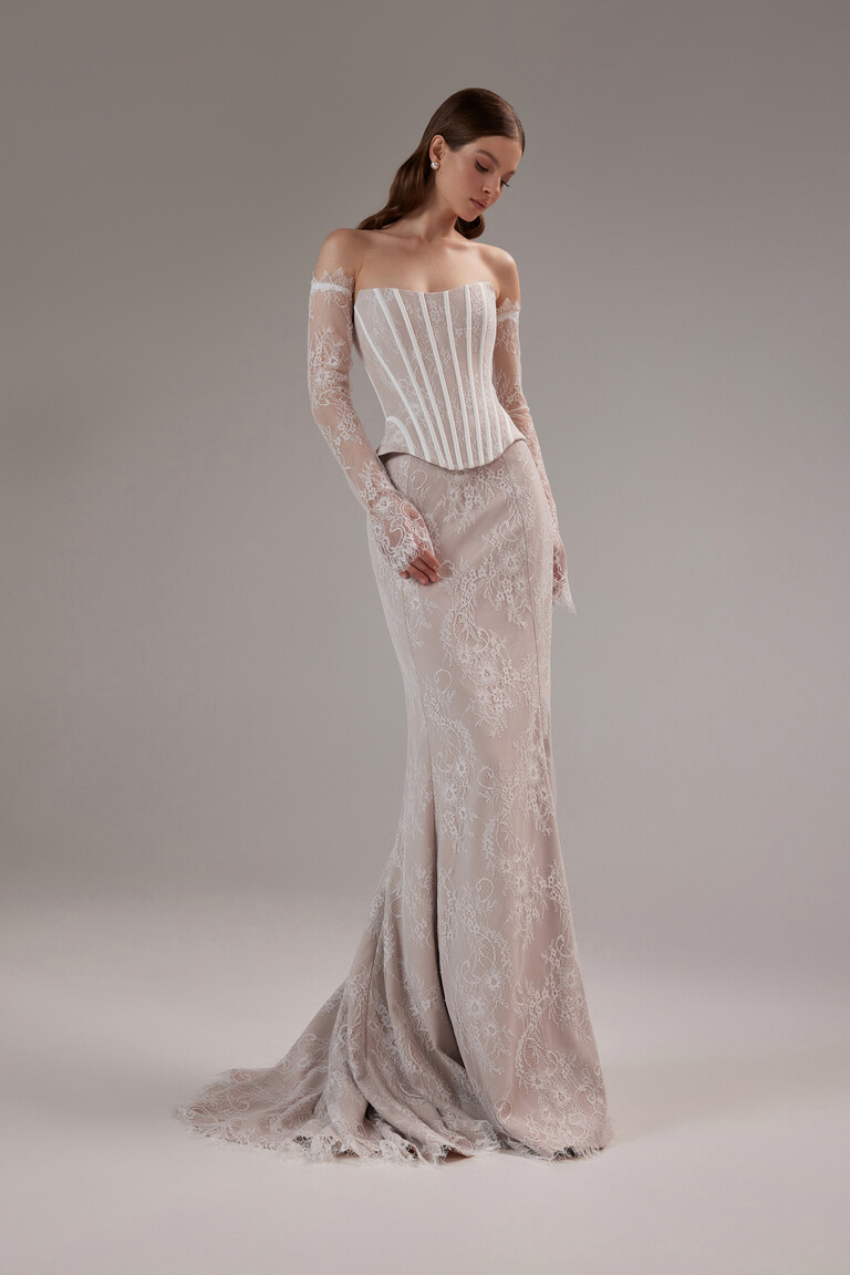 Prima Beige Lace Corset Dress