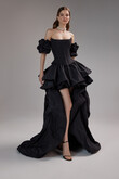 Amber Black High-Low Evening Gown