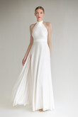 Ivory Silk Backless Halter Dress preview photo # 13