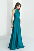 Emerald Green Silk Halter Gown