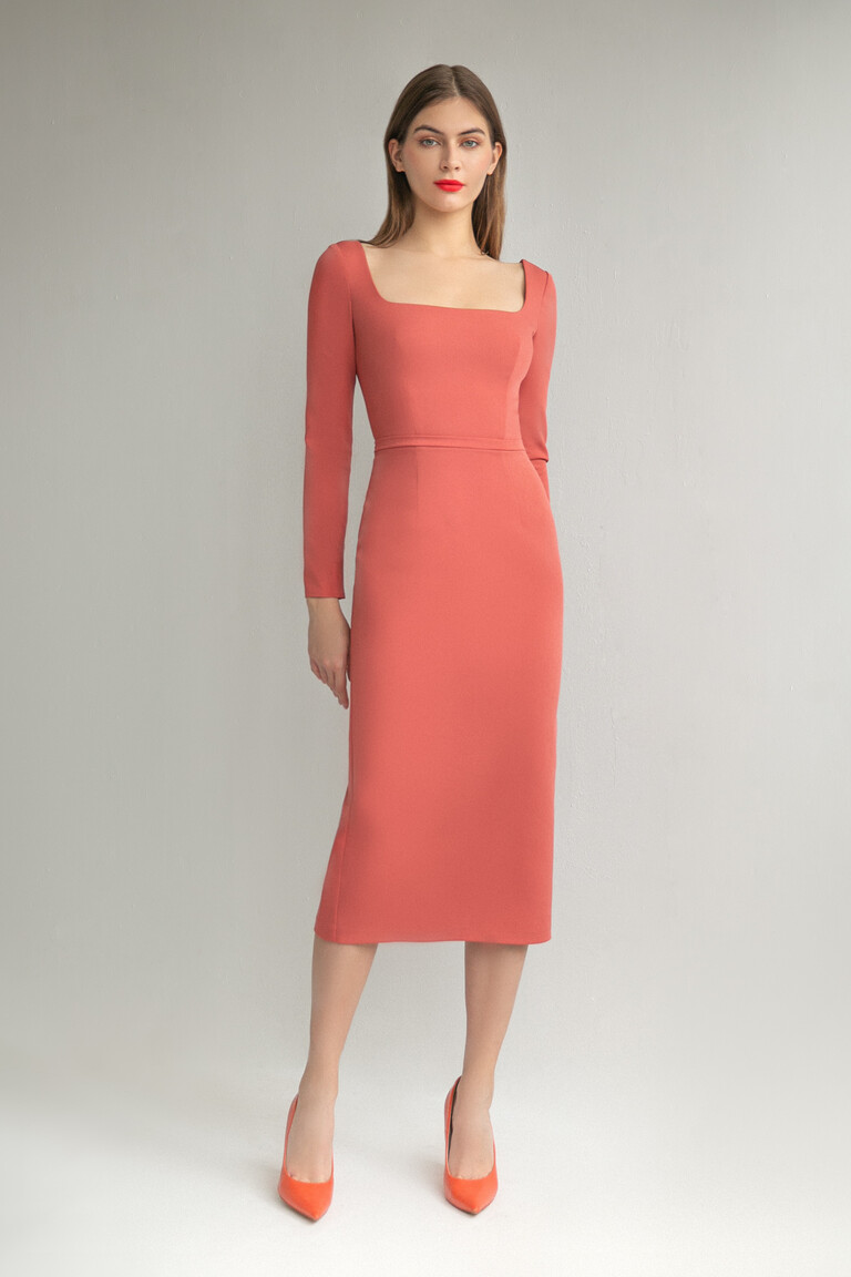 Viola Terracotta Midi Dress