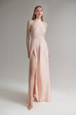 Peach Silk Backless Halter Dress preview photo # 3