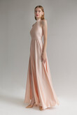 Peach Silk Backless Halter Dress preview photo # 4