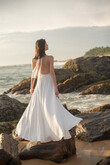 Ivory Silk Backless Halter Dress preview photo # 4
