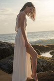 Ivory Silk Backless Halter Dress preview photo # 3