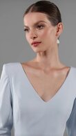 Lera Light Blue V-Neck Midi Dress preview video # 2
