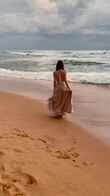 Ivory Silk Backless Halter Dress preview video # 2