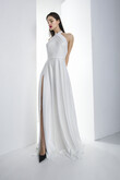 Ivory Silk Backless Halter Dress preview photo # 9