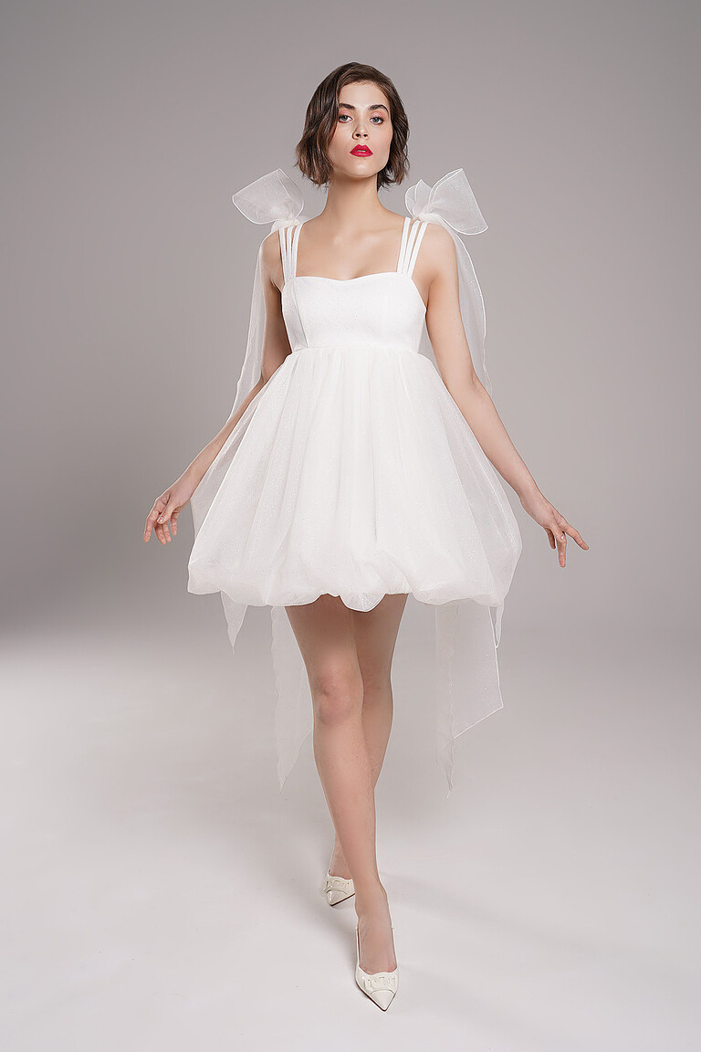 Short Ivory Babydoll Wedding Dress Leoni