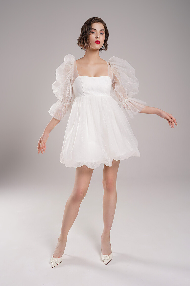 Lessi ivory short baby doll dress