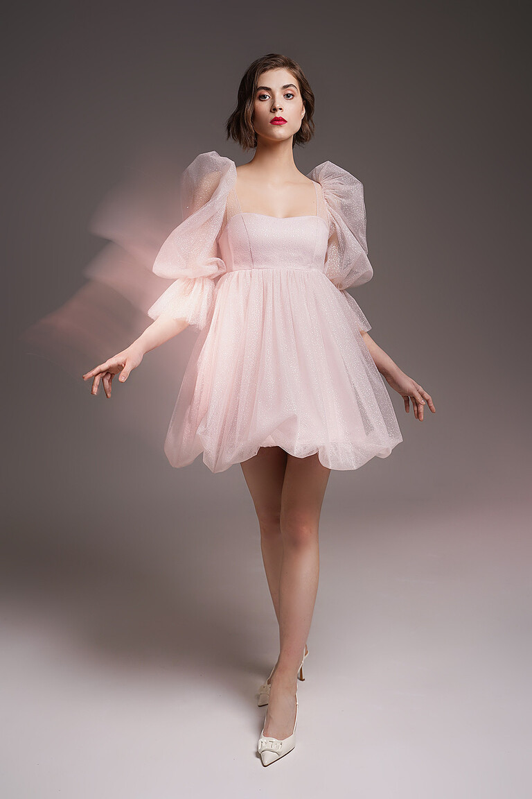 Lessi powder pink baby doll dress