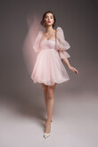 Lessi powder pink baby doll dress preview photo # 3