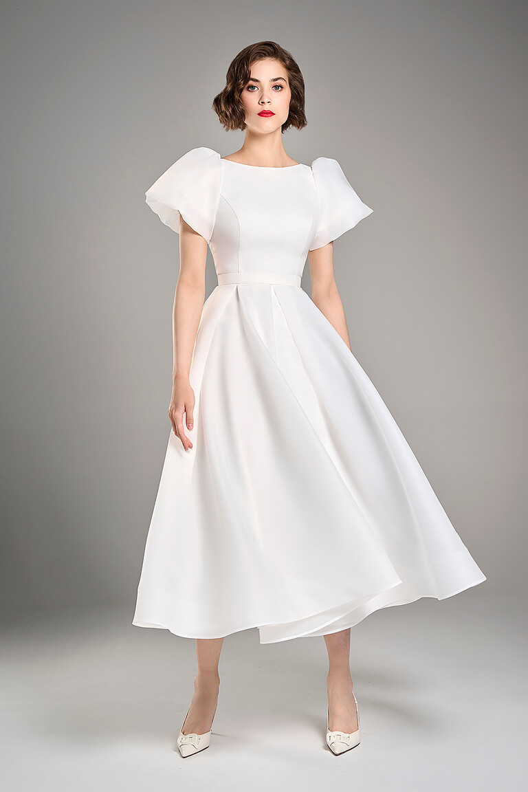 Audrey Ivory Organza Midi Dress