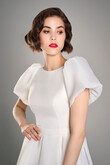 Audrey Ivory Organza Midi Dress preview photo # 9