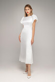 Audrey-1 Ivory Satin Midi Dress preview photo # 3
