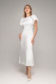 Audrey-1 Ivory Satin Midi Dress preview photo # 1