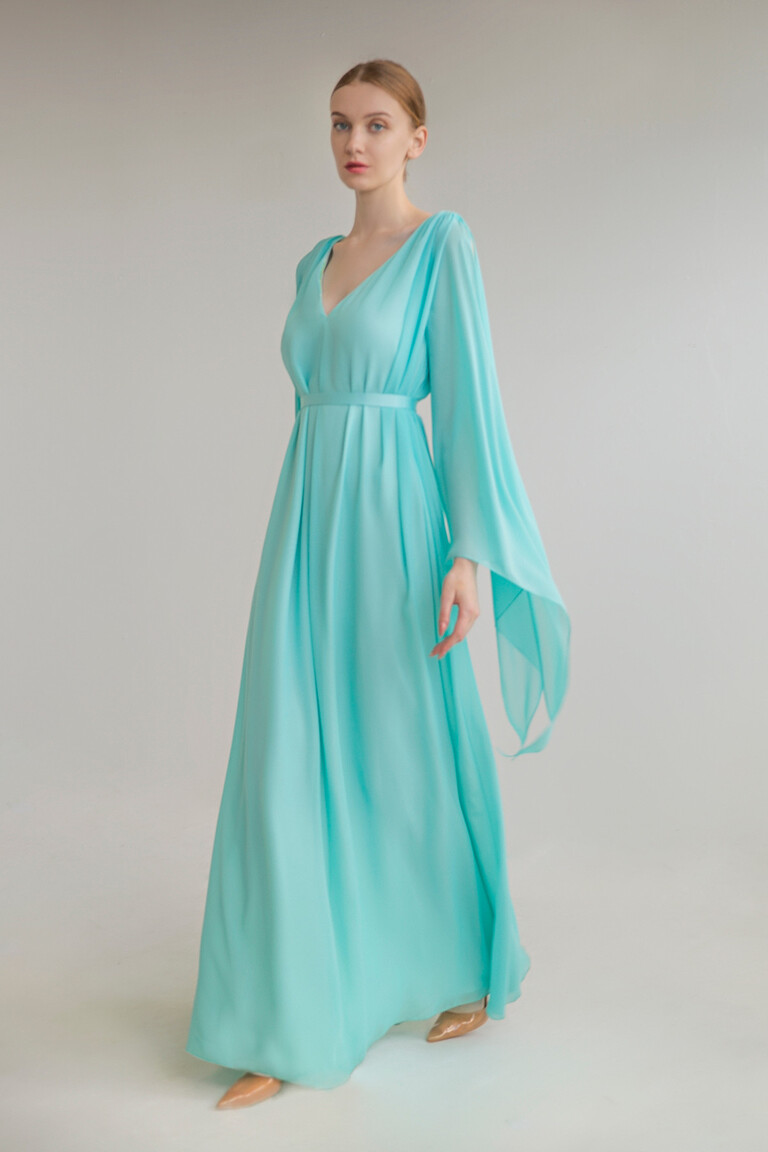Joan tiffany blue chiffon dress