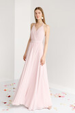 Powder Pink Chiffon Halter Open Back Dress preview photo # 4
