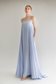 Isa Light Blue Flowy Chiffon Dress preview photo # 4