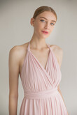Powder Pink Chiffon Halter Open Back Dress preview photo # 7