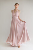 Powder Pink Chiffon Halter Open Back Dress preview photo # 5