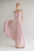 Powder Pink Chiffon Halter Open Back Dress preview photo # 6