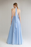 Light Blue Chiffon Halter Open Back Dress preview photo # 6